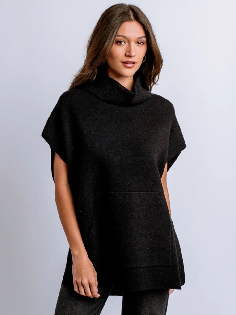 Kerisma Kanga Poncho M/L Black Angora Blend Turtleneck Oversized Knit Sweater